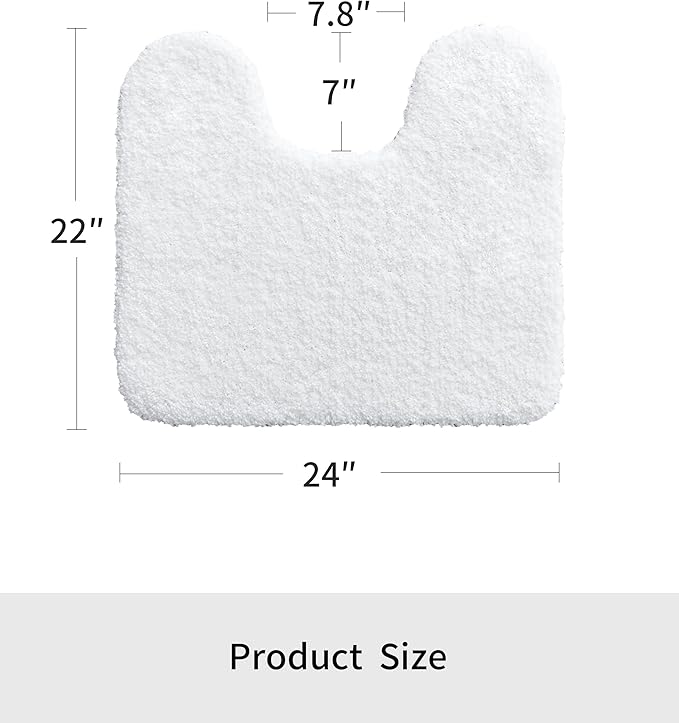 White Toilet Rug 22x24 Non Slip Fluffy Toilet Floor Mat U Shaped Washable Bathroom Contour Rug for Toilet Absorbent Shaggy Toilet Foot Rug