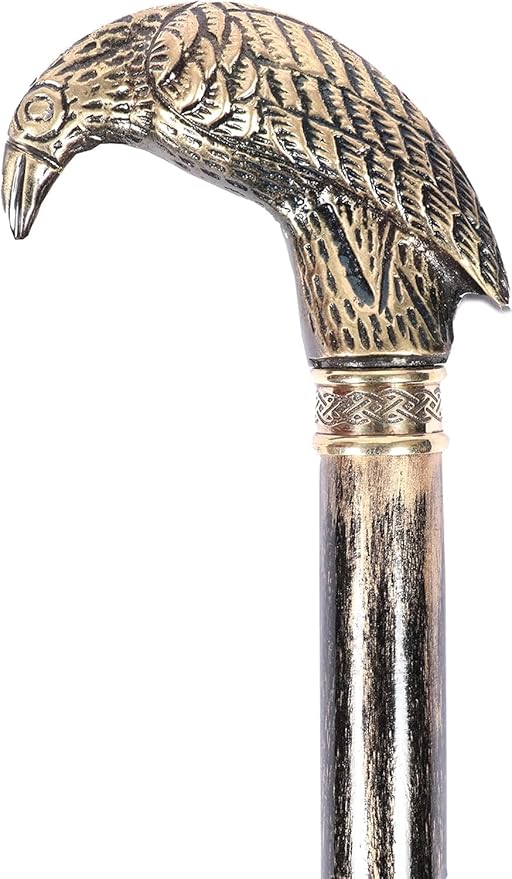 All Black Snake Handle Spiral Wooden Walking Cane