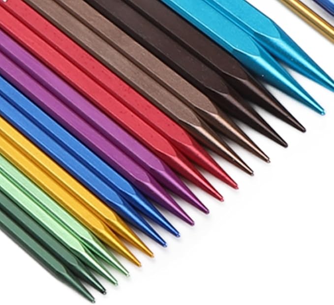 Fafeicy 9 Pairs Square Circular Knitting Needles Set Interchangeable Needles with Ergonomic Handles for Handmade DIY Knitting