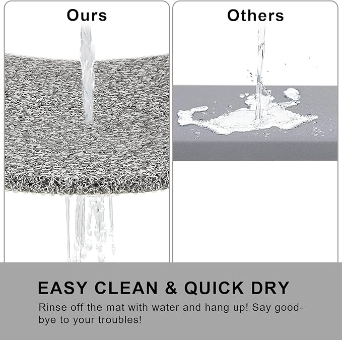 Nonslip Bathtub Mat, Anti Slip Bath Mat 0.6" Extra Thick, Quick Dry Bath Tub Anti Slip Shower Mat, Loofah Non-Slip Bath Mat for Tub Bathroom Pool Kitchen Entryway Home Hotel(Grey 24x27)