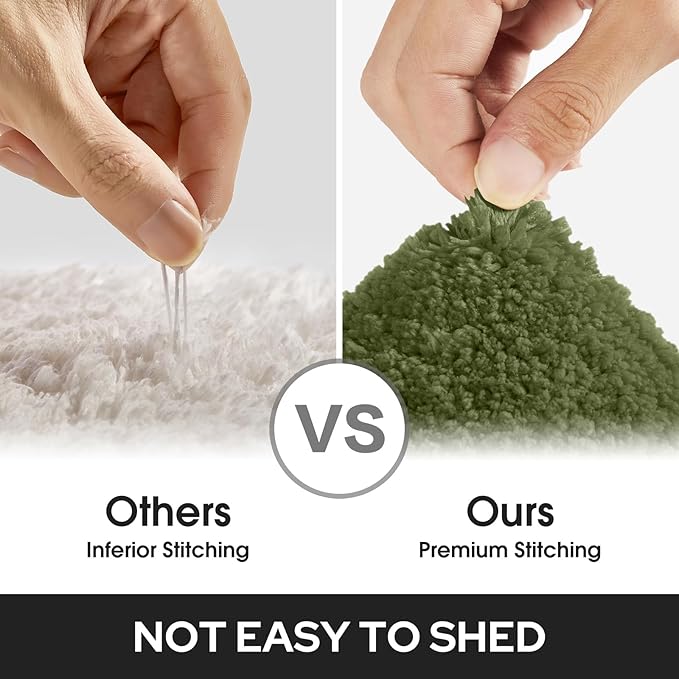 HOMEIDEAS Bathroom Rugs Sets 2 Piece, Super Soft and Absorbent Non Slip Microfiber Machine Washable Bath Mat Set (20" x 32" + 16" x 24", Sage Green)