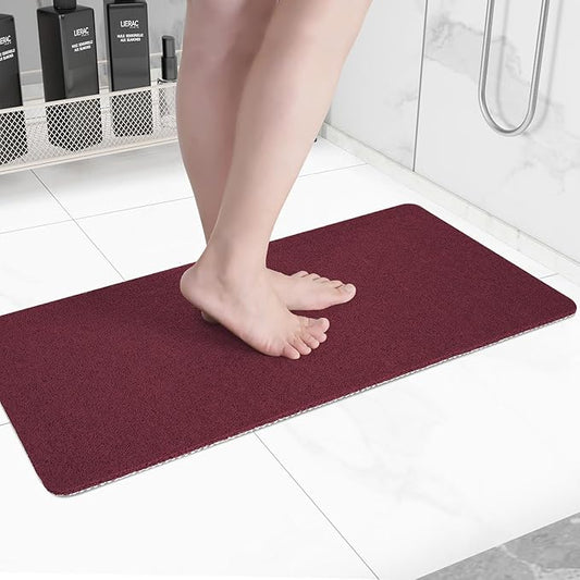 Non-Slip Bathtub Mat, Anti Slip Shower Mat, Fast Drying Bathtub Mats, Foot Scrubber Mat, Anti Slip Mat for Tub, Floor, Bathroom, Kitchen, Home, Hotel (Wine Red 36"×24")