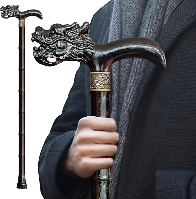 Wooden Cane, Hand Carved High-end Walking Cane for Men and Women, Lightweight Design Support Up to 500lbs Dragon Canes for Seniors, Suitable for Discerning Personal and Gift Use