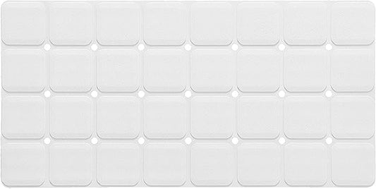 Silicone Bath Mat with Suction Cups – Non-Slip Foldable Bathtub & Shower Mat, Durable & Quick-Dry Safety Tub Mat with Large Drain Holes for Families 28"x 14" White