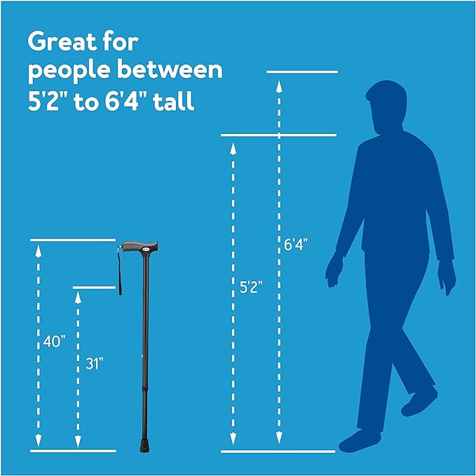 Carex Soft Grip Walking Cane with Strap, Anti-Slip Walking Cane for Easy Maneuvering, Walk Stick for Seniors & Adults with Added Support and Adjustable for Balance, Supports up to 250 lbs, Blue Marble