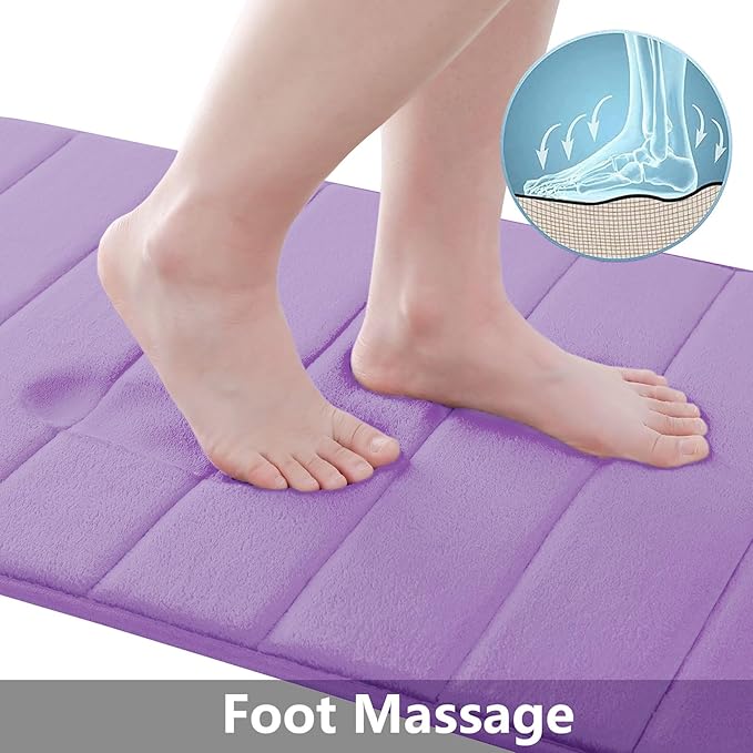 Buganda Memory Foam Bath Mat, 55" x 24", Ultra Soft and Non-Slip Bathroom Rugs, Water Absorbent and Machine Washable Bath Rug Runner for Bathroom, Shower, and Tub, Lavender