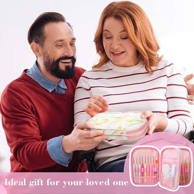 INSCRAFT 87 Pcs Crochet Hook Set, 19 Sizes 0.5mm-8mm(L), Ergonomic Soft Grip Handles Crochet Needles Kit with Case for Arthritic Hands, Crochet Starter Kit for Beginners Knitting Yarn Lovers