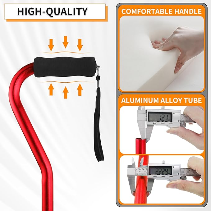 LIXIANG Walking Canes Stablize Women Quad Canes for Seniors & Adults Foldable Adjustable for Men & Women Heavy Duty Freestanding Cane for People with Leg Injuries 3 footings