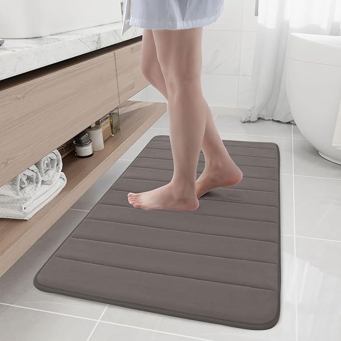 Buganda Memory Foam Bath Mat, 44" x 24", Ultra Soft and Non-Slip Bathroom Rugs, Water Absorbent and Machine Washable Bath Rug Runner for Bathroom, Shower, and Tub, Taupe