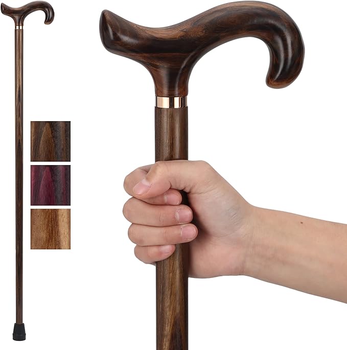 Walking Canes for Men and Women, Wooden Sticks for Seniors, Handcrafted, Ergonomic, Wood Wax Oil Coating Walking Canes for Senior Balance, Crutches for Adults