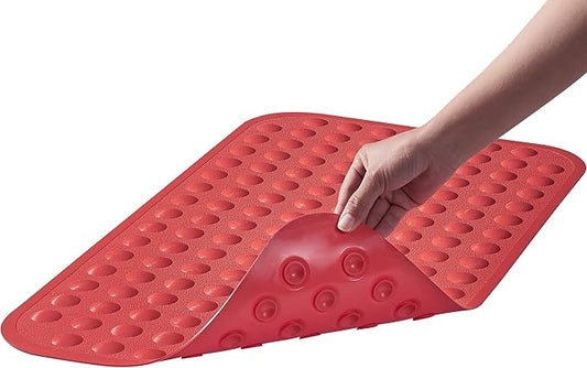 Yanzifly Bathtub Mat Non Slip Bath Mat for Tub Silicone Soft Bath Tub Mat Non Slip Shower Mats, Suction Cups Bath Tub Anti Slip Matt for Family Use, Machine Washable-Red
