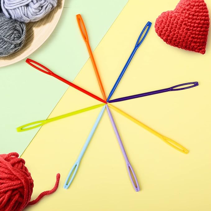 LoveInUSA 100PCS Yarn Needles for Kids & Beginners, 2.7inch Large Eye Plastic Knitting Sewing Needles for Crochet, Weaving, Tapestry, Christmas Craft Gifts, DIY Sewing Handmade Crafts