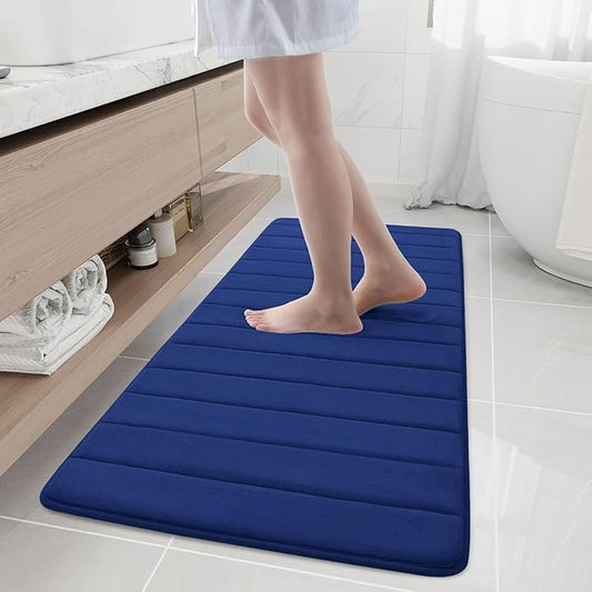 Buganda Memory Foam Bath Mat, 55" x 24", Ultra Soft and Non-Slip Bathroom Rugs, Water Absorbent and Machine Washable Bath Rug Runner for Bathroom, Shower, and Tub, Navy Blue