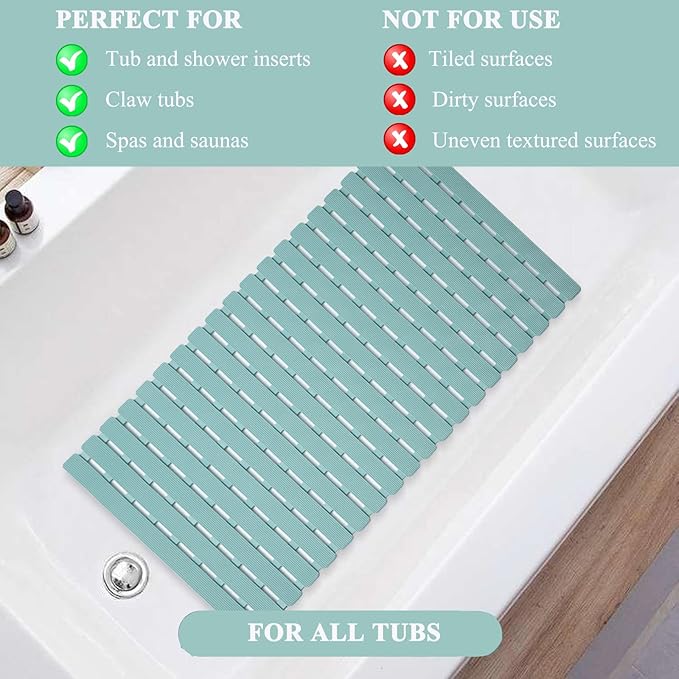 Bathtub Mat Non Slip - Sheepping Shower Mat Machine Washable Anti Slip Bath Mat for Tub, Quick Drain Tub Mat with Suction Cups for Bathroom