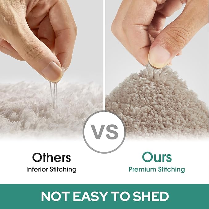 HOMEIDEAS Bathroom Rugs Sets 2 Piece, Super Soft and Absorbent Non Slip Microfiber U-Shaped Toilet Bath Mat Set (20"x32"+U20 x24, Beige)