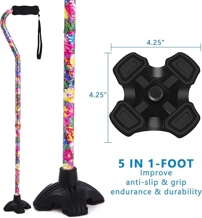 Elegant Walking Cane for Women, Foldable & Adjustable Cane for Seniors with Self-Standing Tip | Lightweight Mobility Aid for Stability & Balance Support
