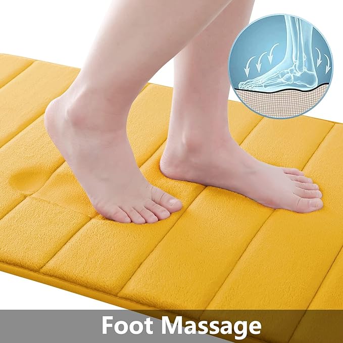 Buganda Memory Foam Bath Mat, 44" x 24", Ultra Soft and Non-Slip Bathroom Rugs, Water Absorbent and Machine Washable Bath Rug Runner for Bathroom, Shower, and Tub, Yellow