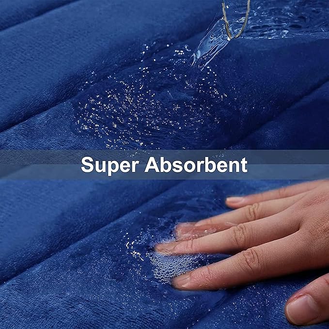 Buganda Memory Foam Bath Mat, 59" x 17", Ultra Soft and Non-Slip Bathroom Rugs, Water Absorbent and Machine Washable Bath Rug Runner for Bathroom, Shower, and Tub, Navy Blue