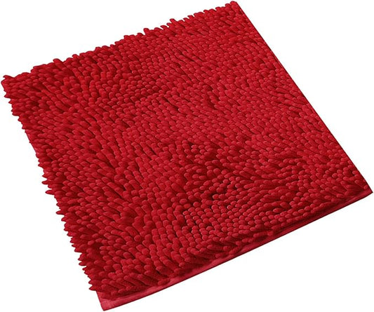 Non-Slip Bath Rug,Extra Soft Microfiber Bedroom Shag Carpet with Anti-Slip Backing,Water/Dust Absorbent Fast Dry Shower Mat,Sound Insulated Stairs Pad,Machine Washable (Red,12 x 12 Inches)