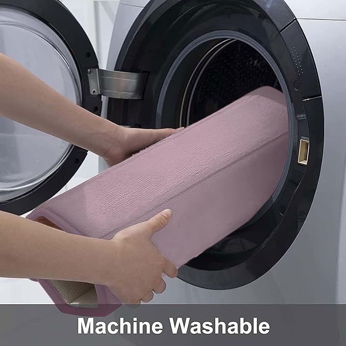 Buganda Memory Foam Bath Mat, 70" x 24", Ultra Soft and Non-Slip Bathroom Rugs, Water Absorbent and Machine Washable Bath Rug Runner for Bathroom, Shower, and Tub, Mauve