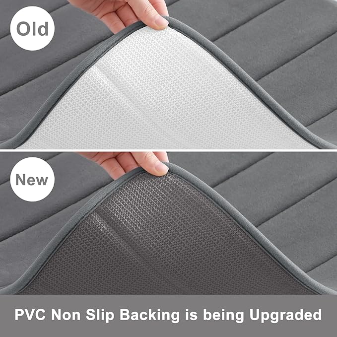 Buganda Memory Foam U-Shaped Contour Toilet Rugs, Non Slip Absorbent, Thick Soft Washable Bathroom Mat, Floor Carpet Bath Rugs Mat for Toilet Base (24" x 24", Grey)