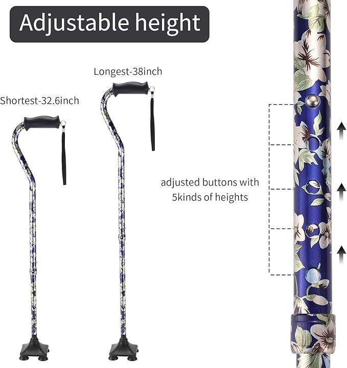 Elegant Walking Cane for Women, Foldable & Adjustable Cane for Seniors with Self-Standing Tip | Lightweight Mobility Aid for Stability & Balance Support