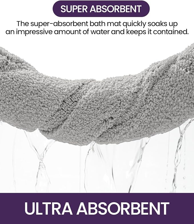 DEXI Bathroom Rug 36x24, Non Slip Washable Bath Mat for Shower Floor, Absorbent Soft Bathmat with Rubber Backing, Quick Dry Microfiber Carpet, Light Grey