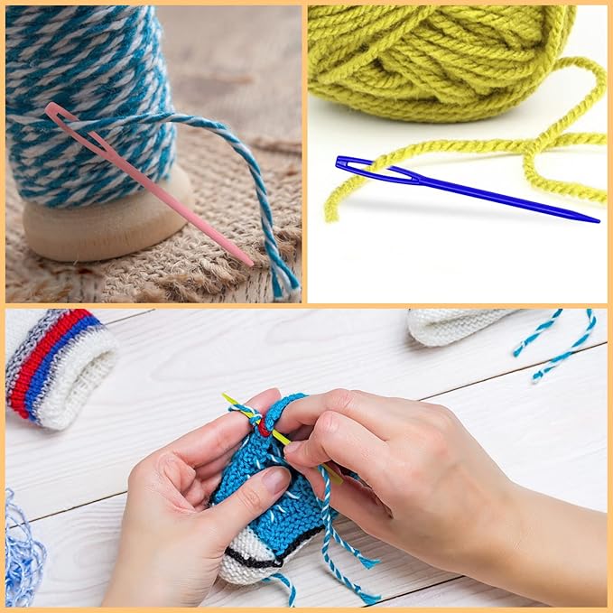 LoveInUSA 100PCS Yarn Needles for Kids & Beginners, 2.7inch Large Eye Plastic Knitting Sewing Needles for Crochet, Weaving, Tapestry, Christmas Craft Gifts, DIY Sewing Handmade Crafts