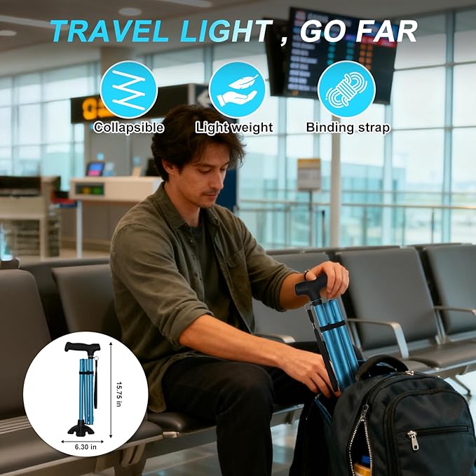 Tall Men's Walking Cane 42.52 Inches. Extra Tall Walking Cane Easy to Travel is Suit for Tall Men Over 5 Feet 9 Inches (Blue)