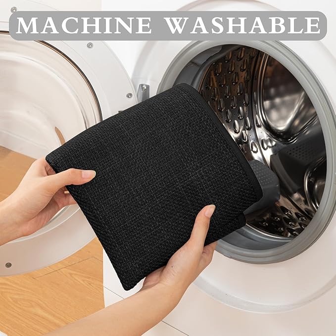 YIHOUSE Black Bathroom Rug Sets 5 Piece, Absorbent Bath Mat for Bathroom Non Slip Washable, Bathroom Mat Quick Dry, Thin Bath Rug Set for Toilet and Floor