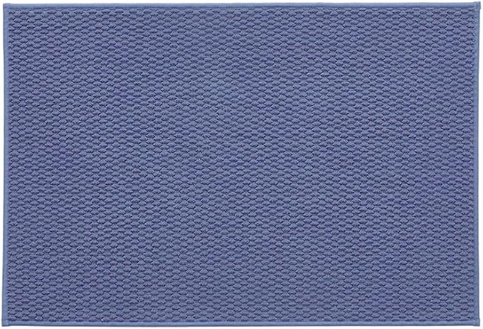 Bathroom Rugs Non Slip Washable, Super Absorbent Thin Bath Mat Quick Dry Low Pile Bathroom Rug, Denim Blue 24"x36"