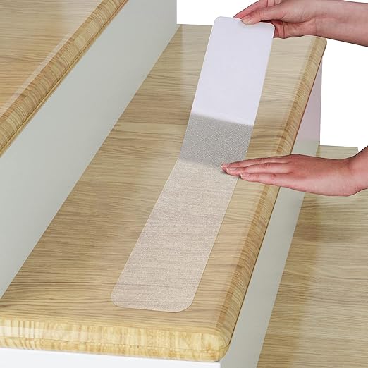 Qingluan Anti Slip Tape, Grip Tape for Stairs Indoor Waterproof, Rubber Grip Tape for Tubs, Stairs, Boats (Clear, 4 Inch x 60 Feet)