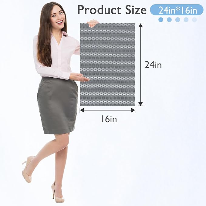 Extra Large Non-Slip Shower Mat, Fast-Dry PVC Bath Stall Tub Mat, Drain-Hole Design for Shower Stall Tub for Elderly/Kids, Non Slip Bath Mat Bathroom Safety Accessory, Gray 24"x16"