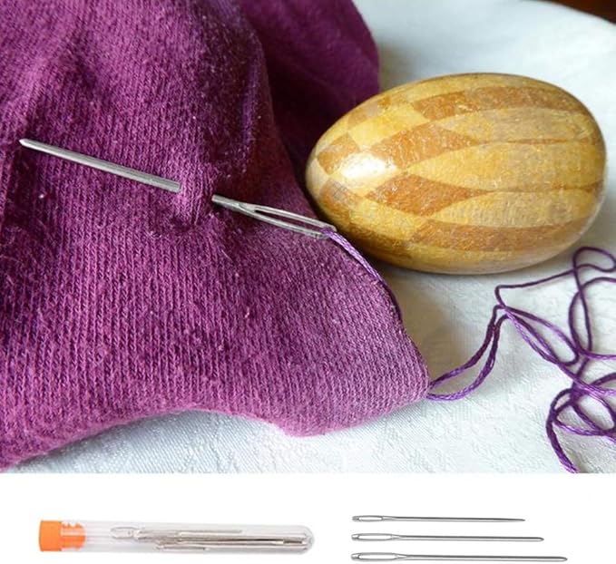 Knitting Needle Set, BCMRUN 22PCS 2mm(B)-8mm(L) Straight Single Pointed Stainless Steel Sweater Needles Set(11Pair-11 Size,9.8 inch) with Locking Stitch Makers Large-Eye Needles Measure Tape (25CM)