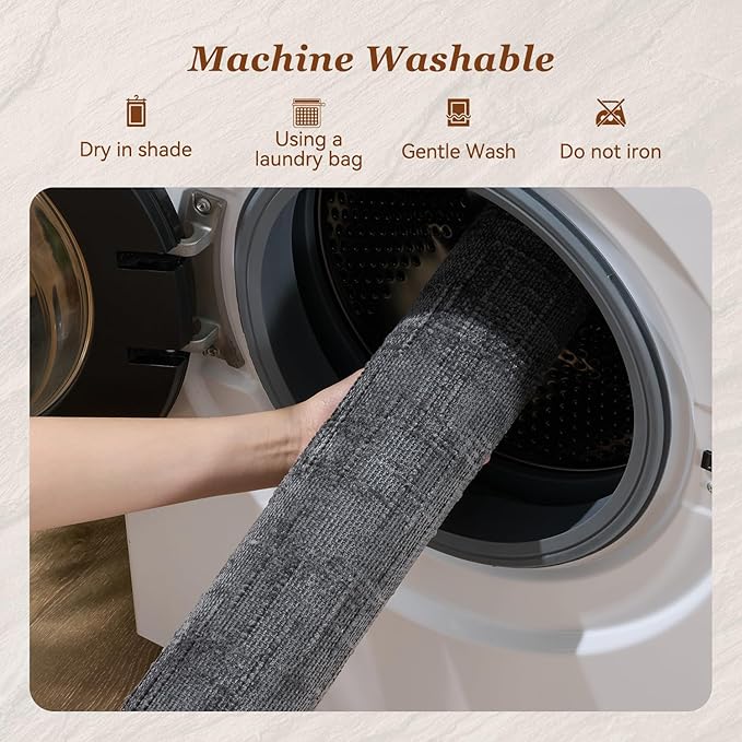 AMOAMI Bath Mat Non Slip Super Absorbent Quick Dry Bath Mats for Bathroom Floor Rubber Backing Washable Bathroom Rugs Modern Woven Jacquard Mat, Beside Tub Bath Rugs, 20" x 32", Darkgrey