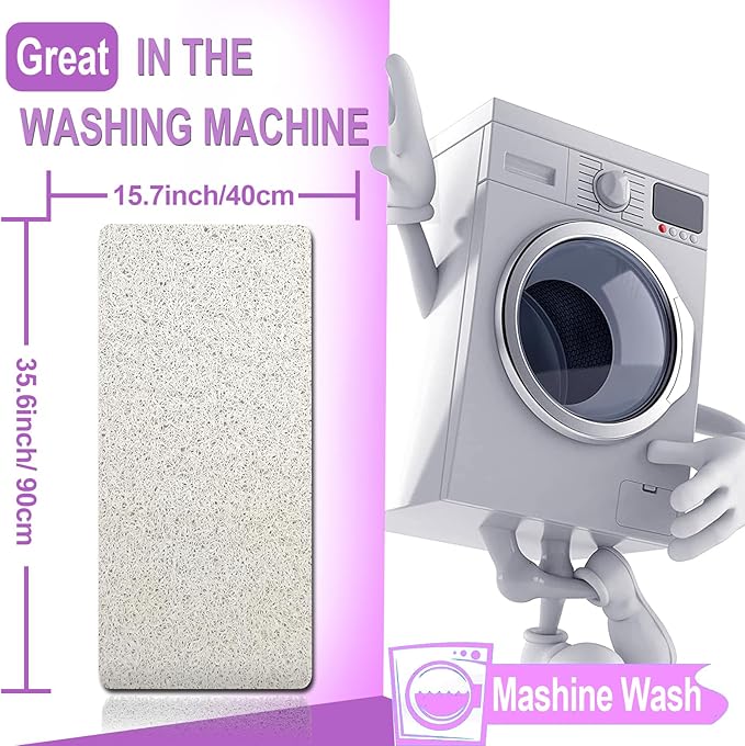 Shower Mats Non Slip,16x36'' Long Bathtub Mat Non-Slip for Bathroom Tub Showers Anti Slip for Elderly,Loofah Anti Slip Shower Matt,Shower Stall Mat for Inside Shower-White