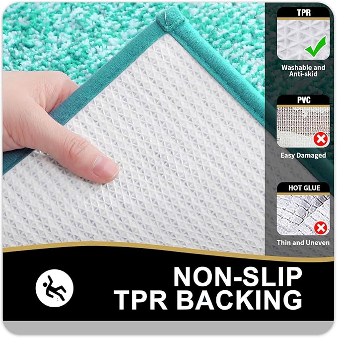 OLANLY Bathroom Rugs 30x20, Extra Soft and Absorbent Microfiber Bath Mat, Non-Slip, Machine Washable, Quick Dry Shaggy Bath Carpet, Suitable for Bathroom Floor, Tub, Shower (Medium, Green)