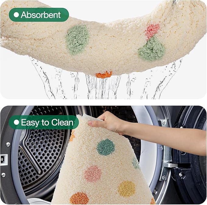 LUMI Bathroom Rugs, Soft Absorbent Bath Mat for Modern Home Decor, Non-Slip Quick-Dry Bath Rug, Machine Washable Floor Mat for Shower and Tub, Entryway, 16"x24", Colorful Dot