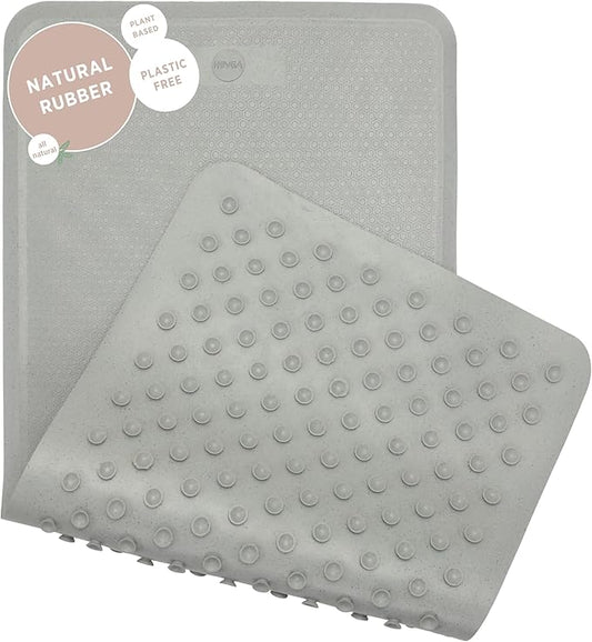 HEVEA Natural Rubber Big Bath Mat - Upcycled, Danish Design - Non Slip Bathtub Mat, 299 Suction Cups - Safe and Friendly Shower Mat for All Ages (Granite)