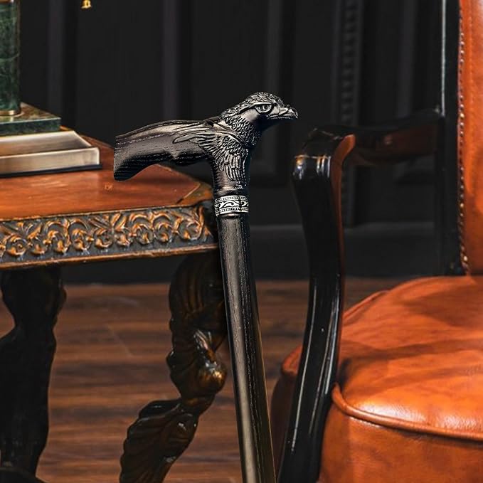 Hand Carved Wooden Walking Cane USA Made Eagle Carved Ergonomic Elegant Wood Canes for Men and Women Support up to 400 lbs Provide Stable Canes for Seniors for Daily Use and Gift Giving