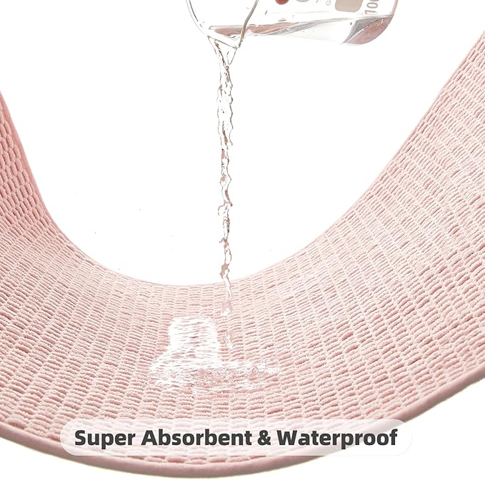 Bathroom Rugs Non Slip Washable, Super Absorbent Thin Bath Mat Small Quick Dry Low Pile Bathroom Rug, Pink 20"x30"