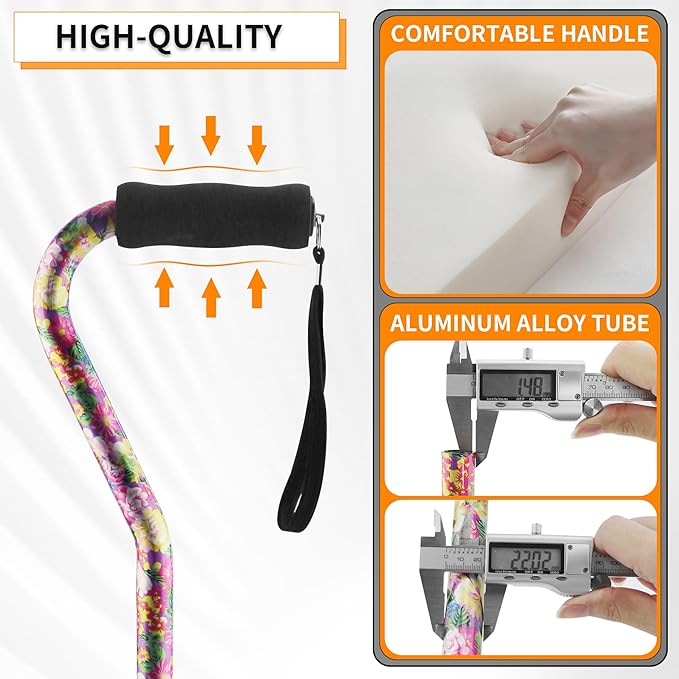 LIXIANG Walking Canes Stablize Women Quad Canes for Seniors & Adults Foldable Adjustable for Men & Women Heavy Duty Freestanding Cane for People with Leg Injuries 3 footings