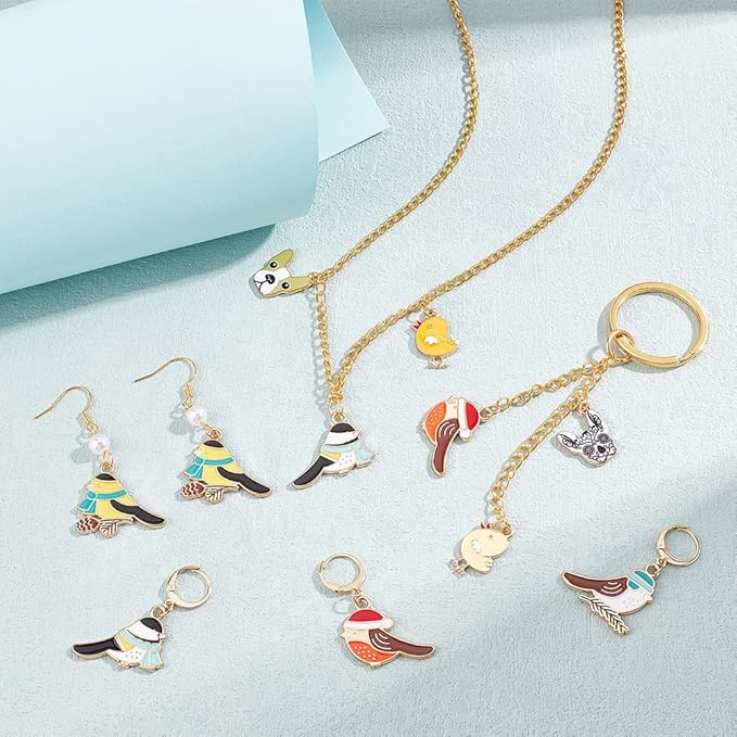 NBEADS 12 Pcs Enamel Bird Stitch Markers, Enamel Alloy Crochet Stitch Marker Charms Removable Lobster Clasp Locking Stitch Marker for Knitting Weaving Sewing Accessories Quilting Handmade Jewelry