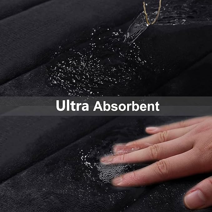 Buganda Memory Foam Bath Mat, 70" x 46", Ultra Soft and Non-Slip Bathroom Rugs, Water Absorbent and Machine Washable Bath Rug Runner for Bathroom, Shower, and Tub, Black