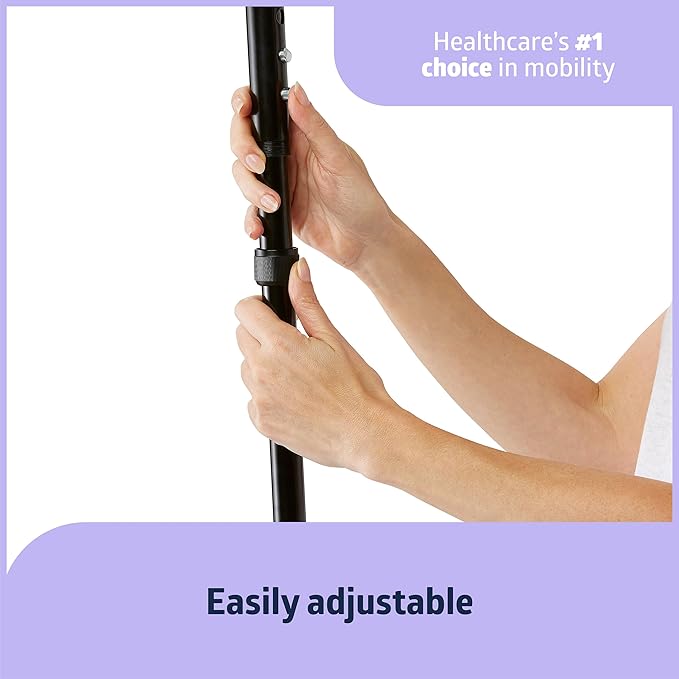 Medline Bariatric Offset Walking Cane for Seniors & Adults, Adjustable Height 29"-38", Ideal for Balance Support, Injury & Post-Surgery Mobility Aid, Black