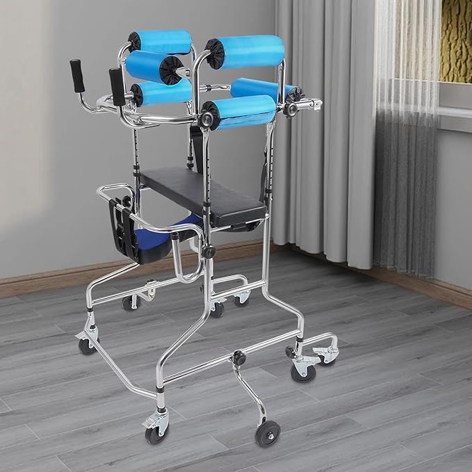 Adult Standing Walker for Seniors, Mobility Aid with Adjustable Height & Width, 8 Wheels with Brakes for Home Use, Ideal for Elderly and Post-Surgery Patients
