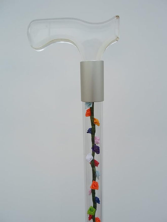 Elegant Acrylic Designer Walking Cane (34", Multi-Color Silk Roses)