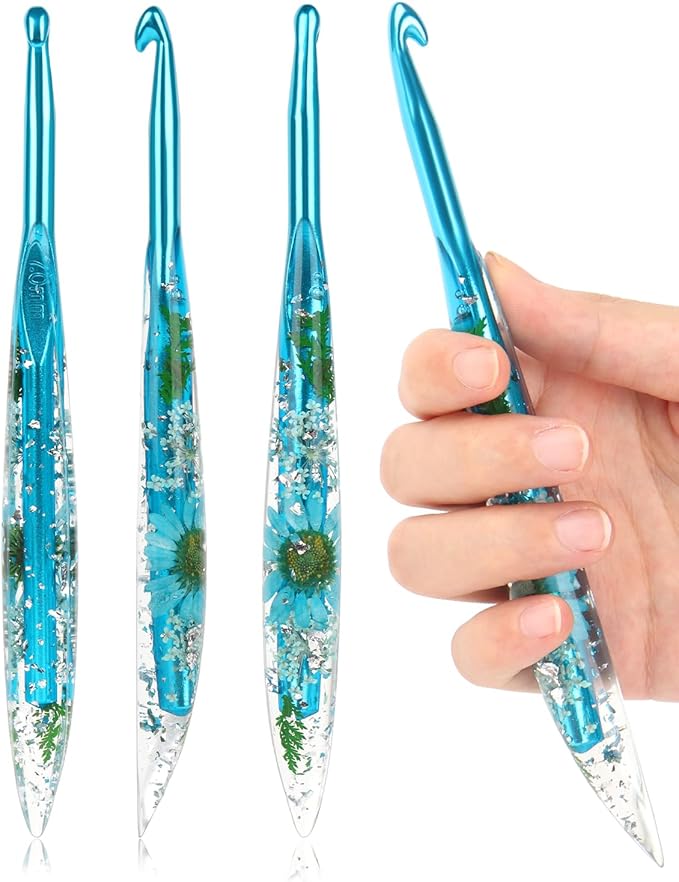 Coopay Crochet Hooks, 7mm Ergonomic Crochet Hook with Floral Plastic Grips, Stylish and Unique, Ideal for Crocheting Blankets, Dolls, Shawls, Hats, Scarves (7.0mm)