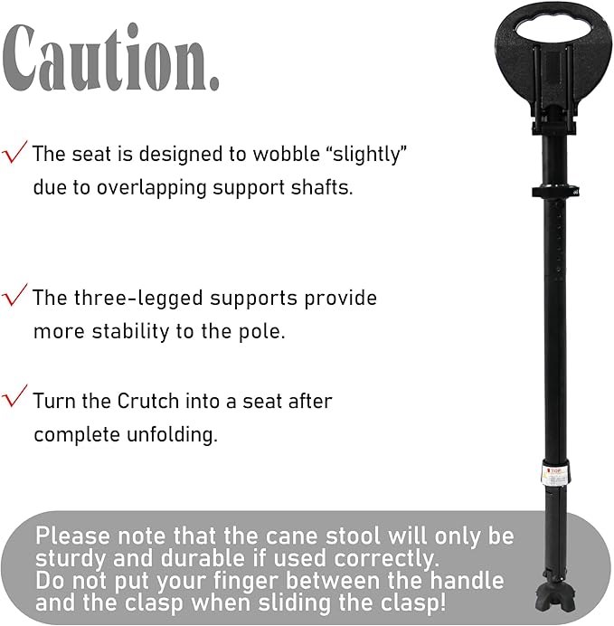 XXL Portable Walking Cane with Seat, Adjustable 34"-37" Foldable Lightweight Aluminum Anti-Slip Walking Stick for Men & Women, 550 Lbs Cane with Chair for Travel Hiking with Carry Bag