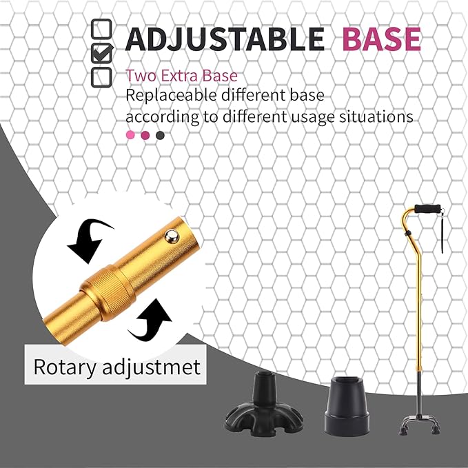 LIXIANG Walking Canes Stablize Women Quad Canes for Seniors & Adults Foldable Adjustable for Men & Women Heavy Duty Freestanding Cane for People with Leg Injuries 3 footings
